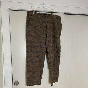 Men's Brown Plaid Dress Pants